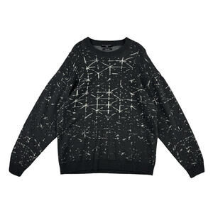 Daniele Fiesoli Relaxed Fit Geometric Merino Wool Sweater Grey Size L